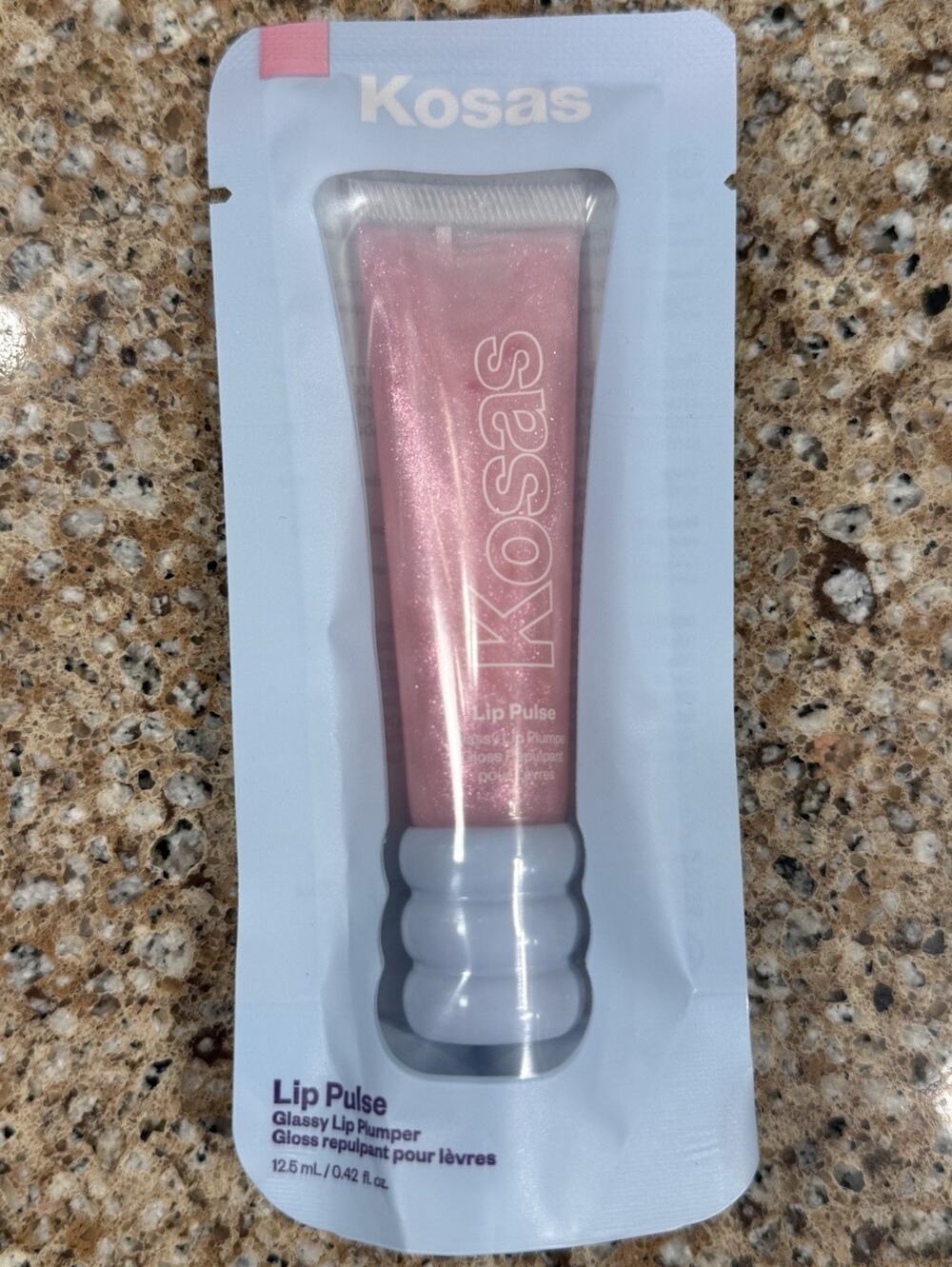 Kosas Lip Pulse Lip Plumper Aura Flare Clear Pink Gloss Vegan Sample 0.42oz